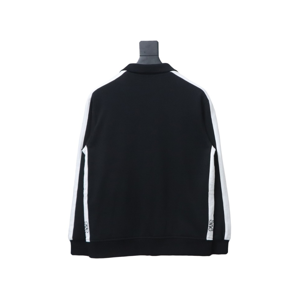 Loewe Arm Patchwork Chest Logo Zip-Up Jacket Black