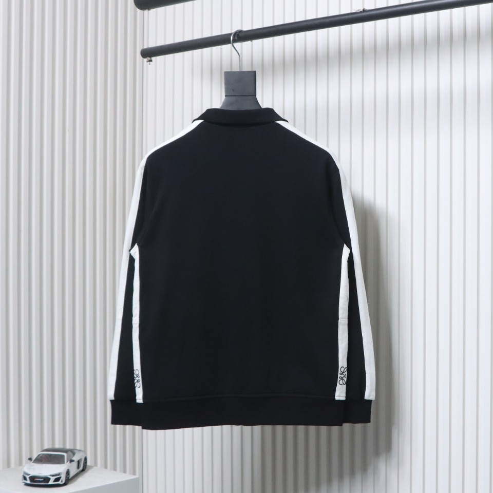 Loewe Arm Patchwork Chest Logo Zip-Up Jacket Black