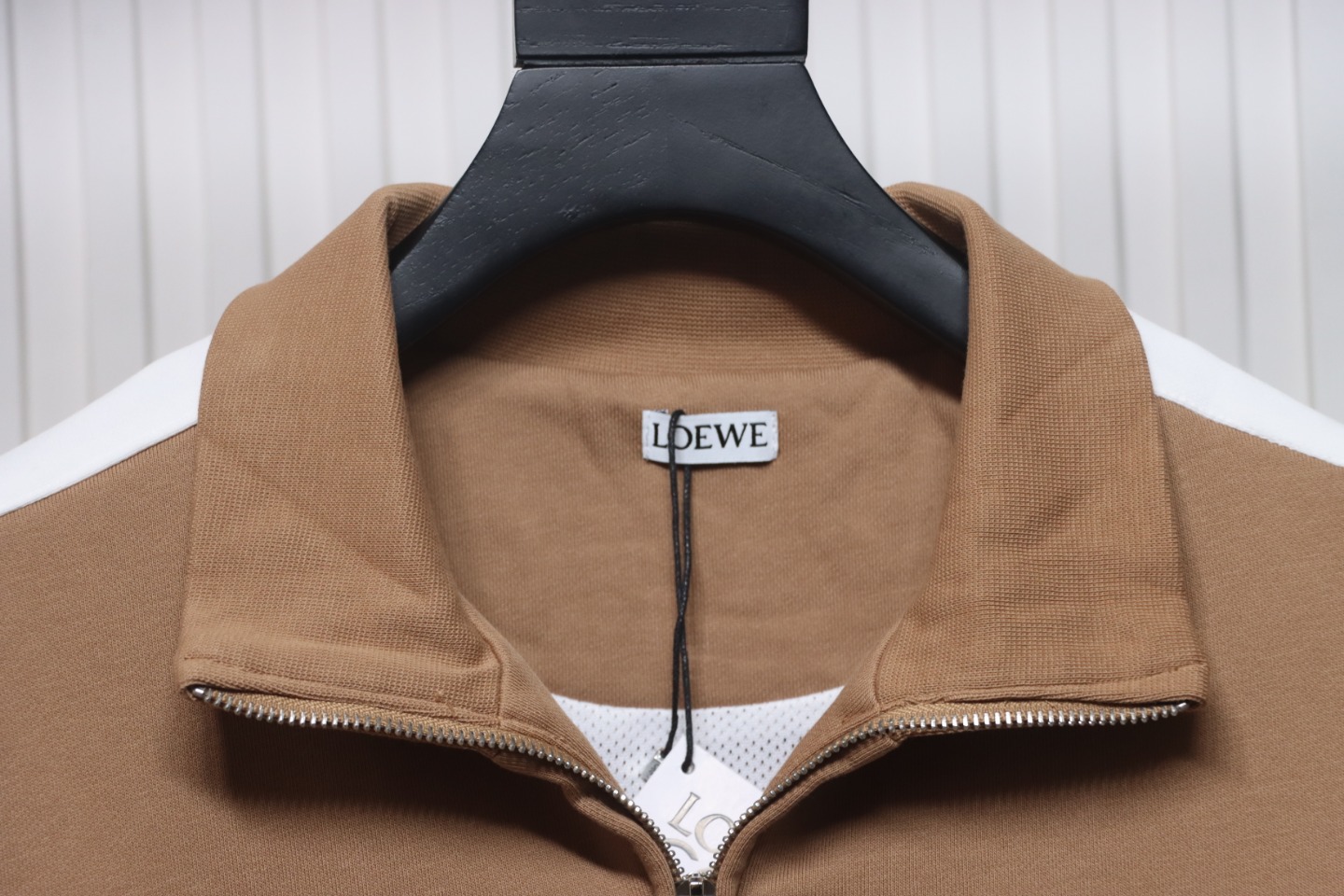 Loewe Arm Patchwork Chest Logo Zip-Up Jacket Brown