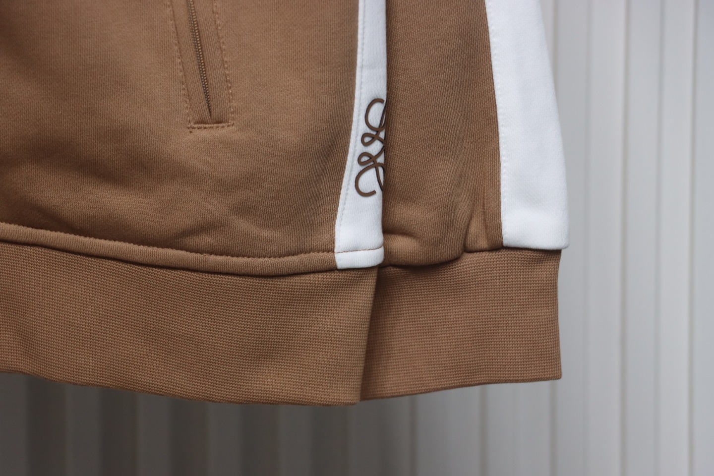 Loewe Arm Patchwork Chest Logo Zip-Up Jacket Brown