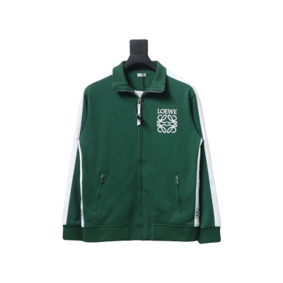 Loewe Arm Patchwork Chest Logo Zip-Up Jacket Green 01