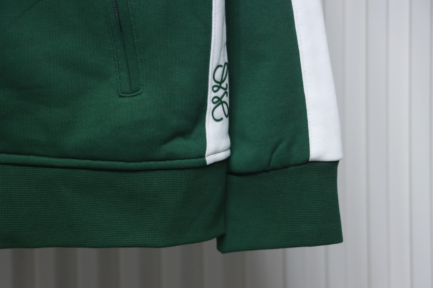 Loewe Arm Patchwork Chest Logo Zip-Up Jacket Green