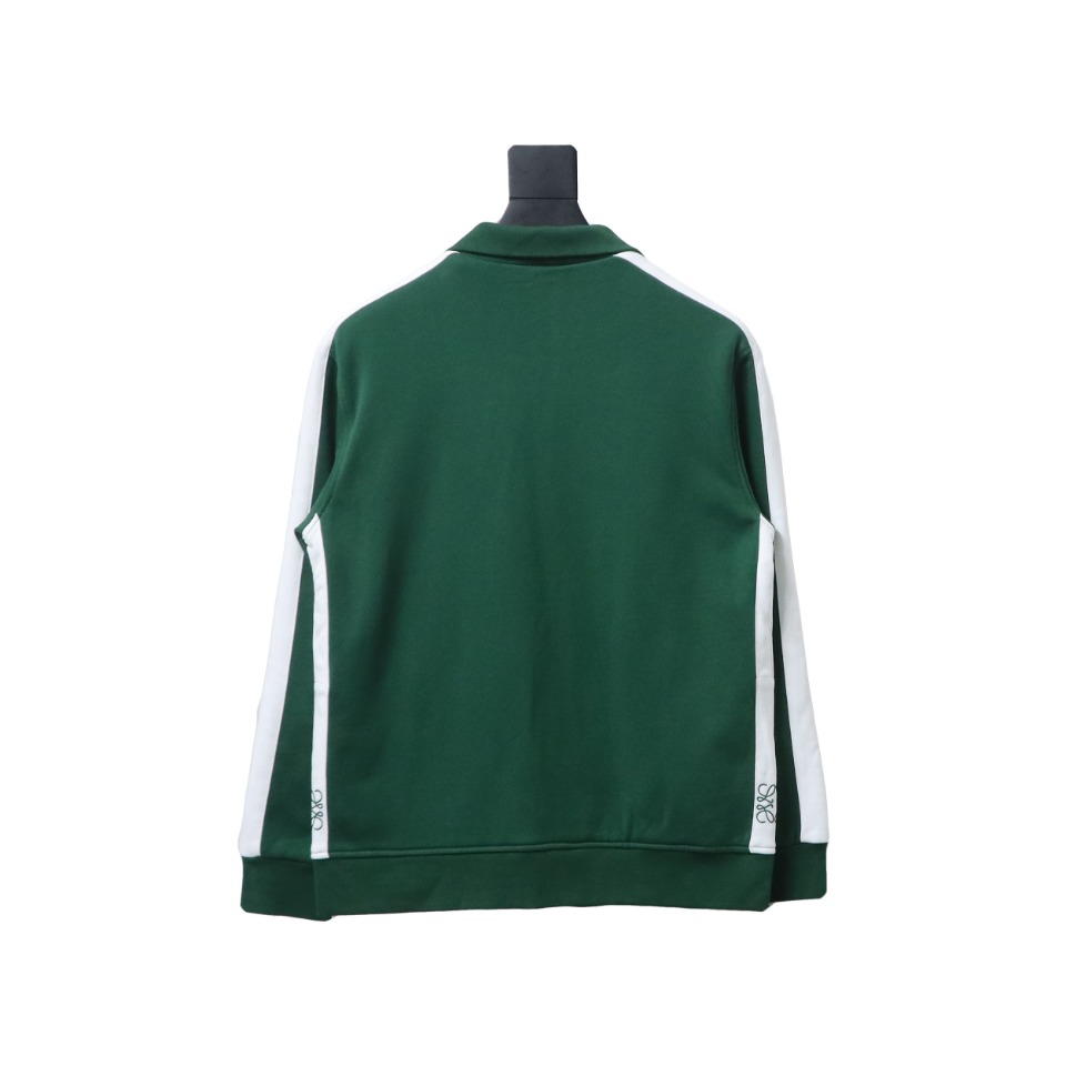 Loewe Arm Patchwork Chest Logo Zip-Up Jacket Green