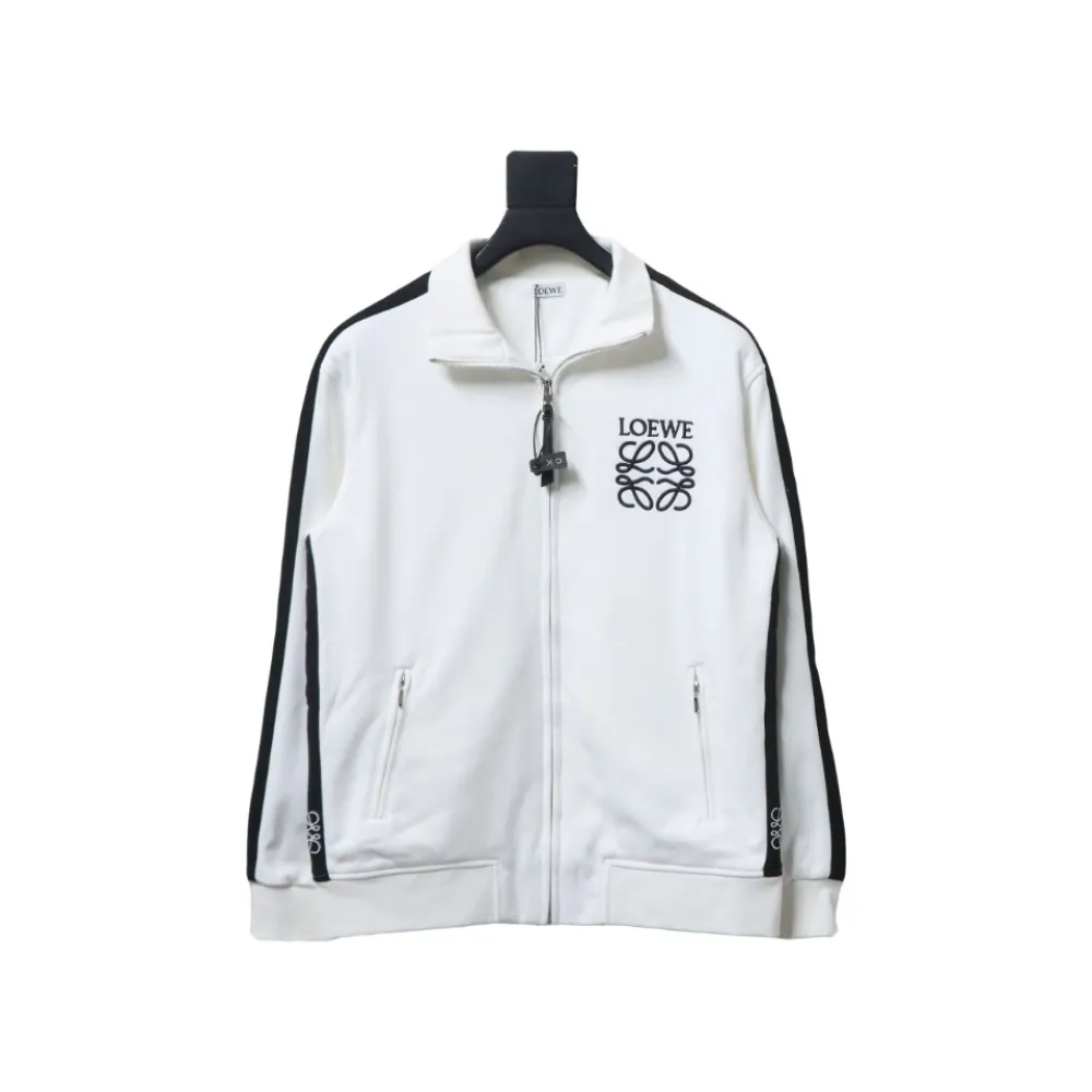 Loewe Arm Patchwork Chest Logo Zip-Up Jacket White