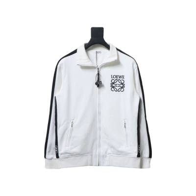 Loewe Arm Patchwork Chest Logo Zip-Up Jacket White 01