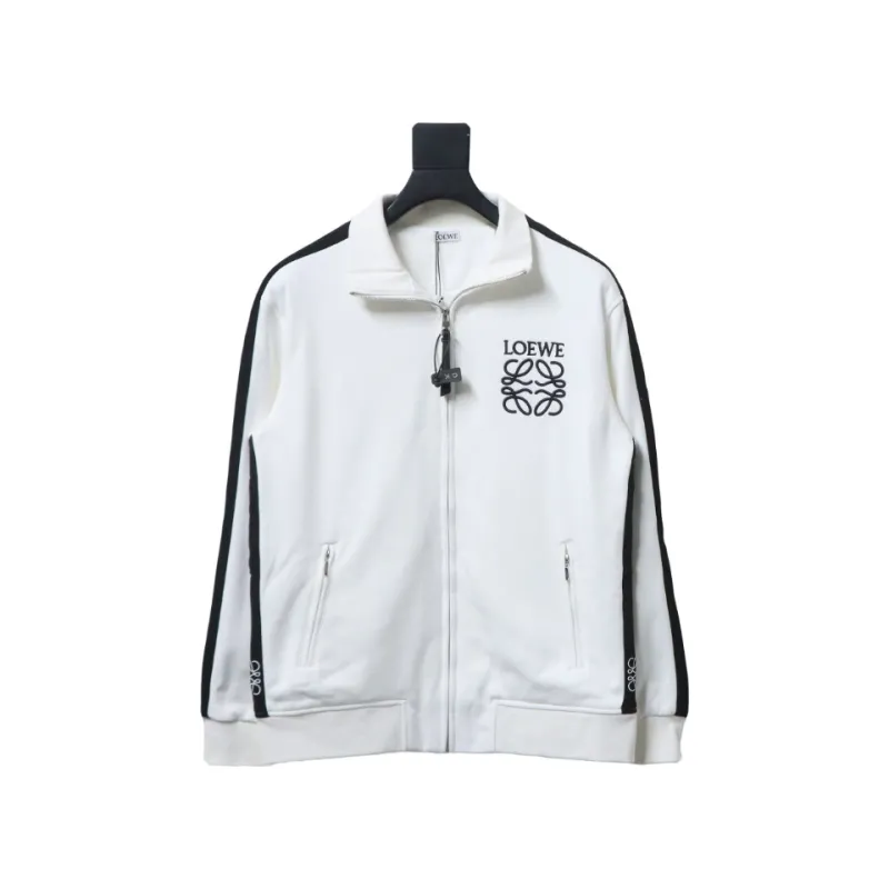 Loewe Arm Patchwork Chest Logo Zip-Up Jacket White