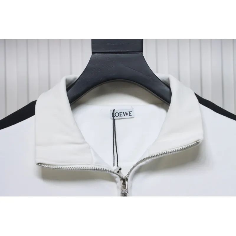 Loewe Arm Patchwork Chest Logo Zip-Up Jacket White