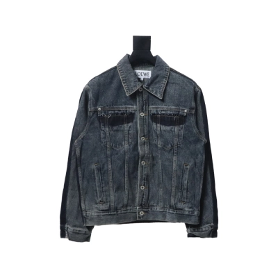 Loewe Colorblock Single-Breasted Embossed Denim Jacket 01