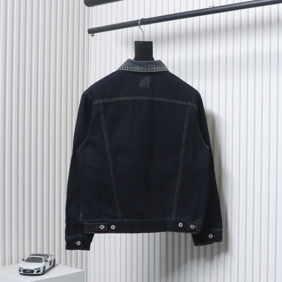 Loewe Colorblock Single-Breasted Embossed Denim Jacket