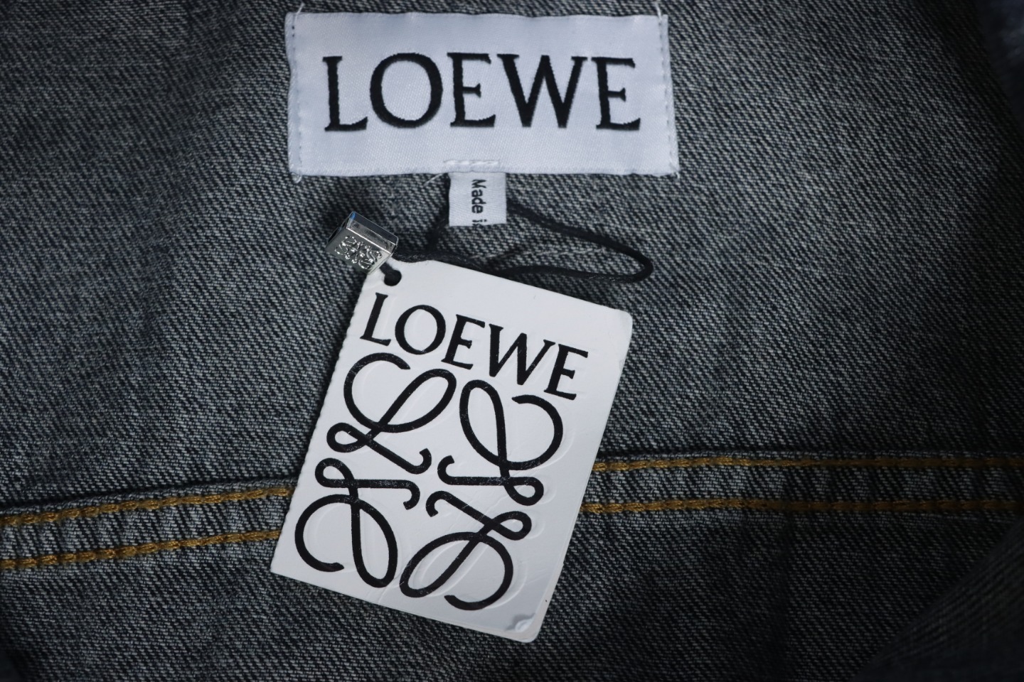 Loewe Colorblock Single-Breasted Embossed Denim Jacket