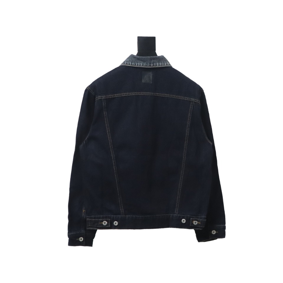 Loewe Colorblock Single-Breasted Embossed Denim Jacket