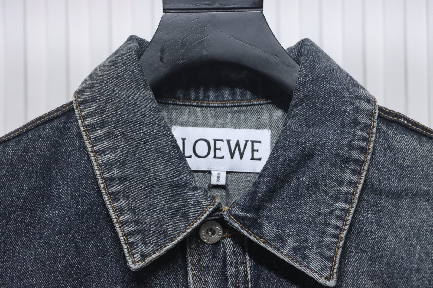 Loewe Colorblock Single-Breasted Embossed Denim Jacket
