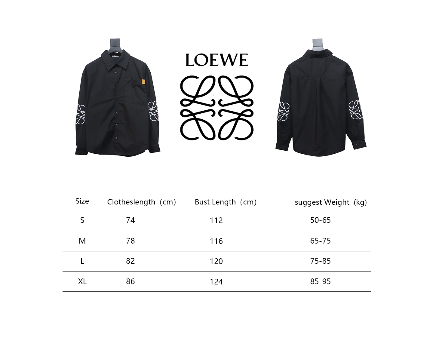 Loewe Double Sleeve Embroidered Logo Leather Shirt Black