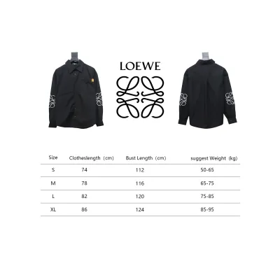 Loewe Double Sleeve Embroidered Logo Leather Shirt Black 02