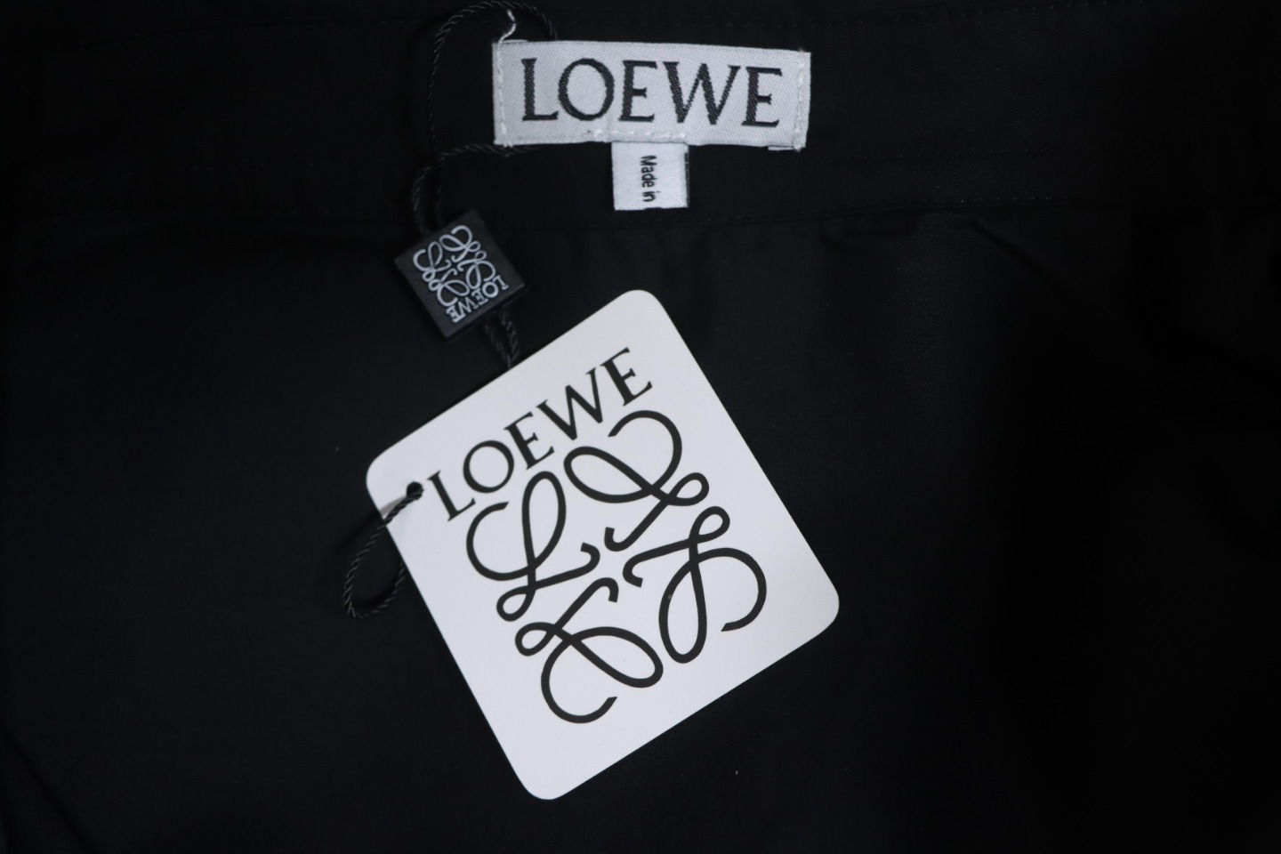 Loewe Double Sleeve Embroidered Logo Leather Shirt Black