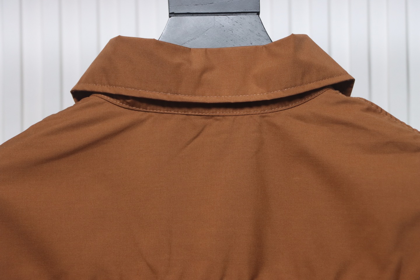 Loewe Double Sleeve Embroidered Logo Leather Shirt Brown