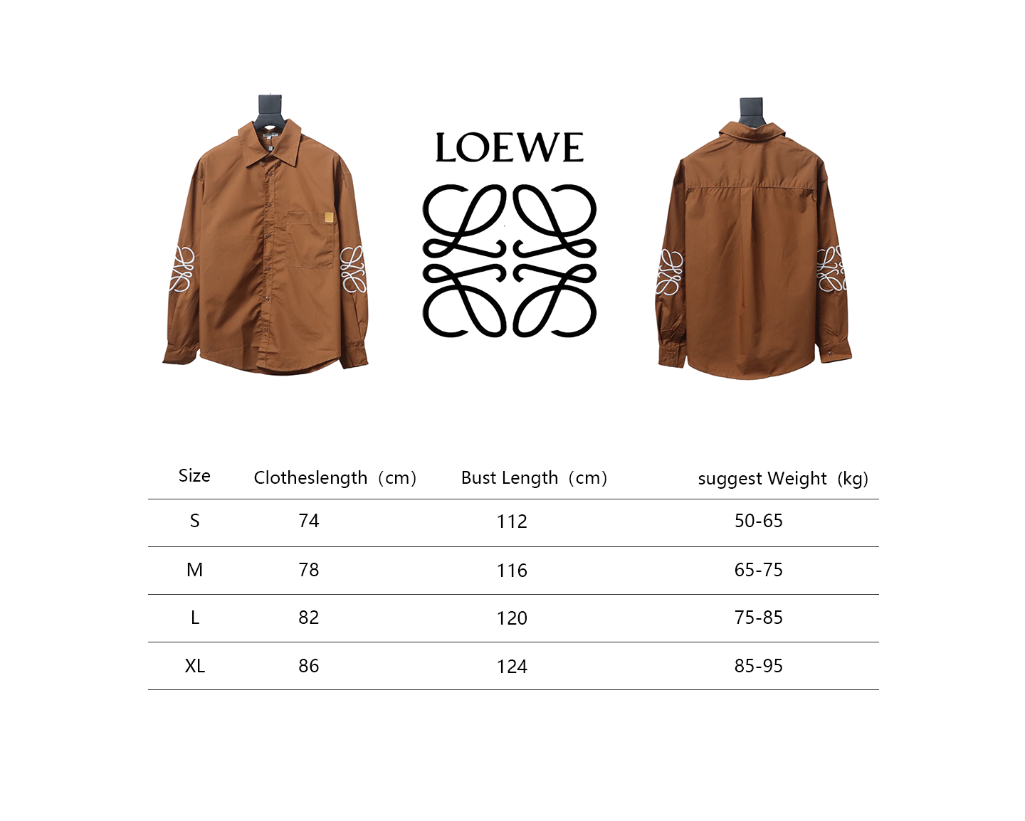 Loewe Double Sleeve Embroidered Logo Leather Shirt Brown