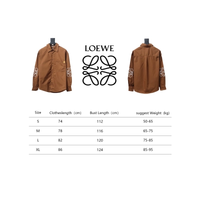 Loewe Double Sleeve Embroidered Logo Leather Shirt Brown 02