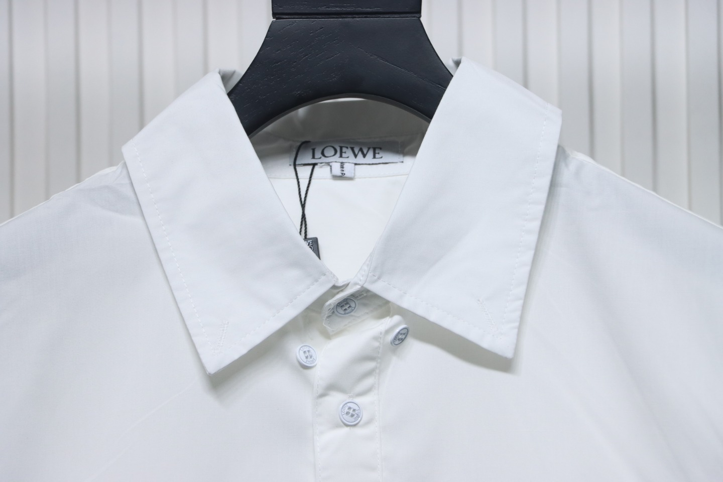 Loewe Double Sleeve Embroidered Logo Leather Shirt White