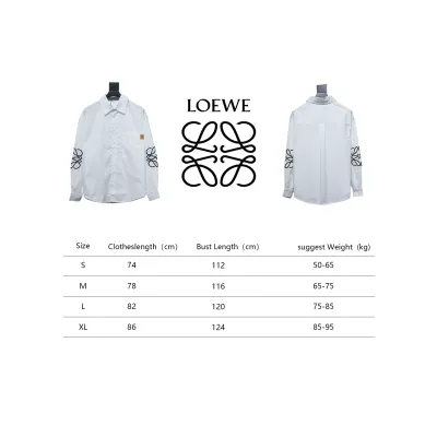 Loewe Double Sleeve Embroidered Logo Leather Shirt White 02