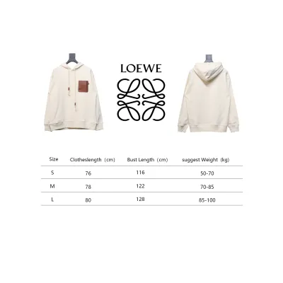 Loewe Embossed Logo Leather Pocket Hooded Hoodie Beige 02