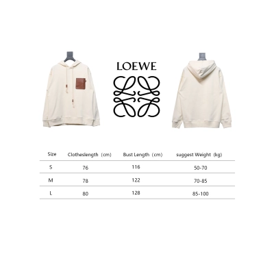 Loewe Embossed Logo Leather Pocket Hooded Hoodie Beige 02