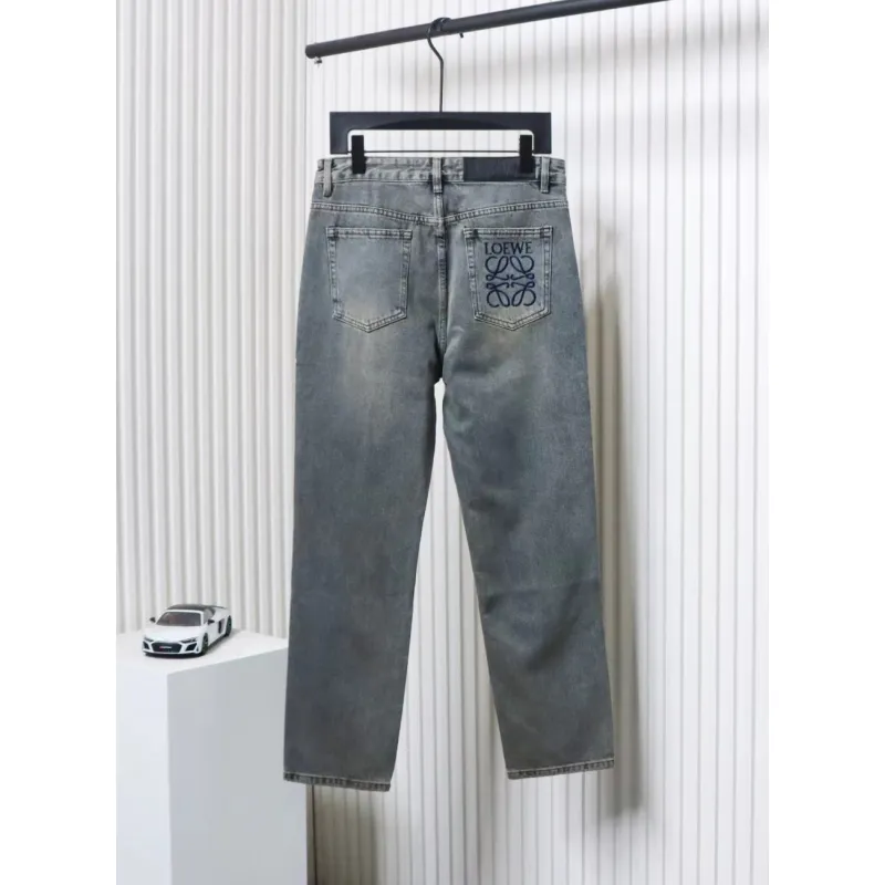 Loewe Glitch Style Embroidered LOGO Jeans Black