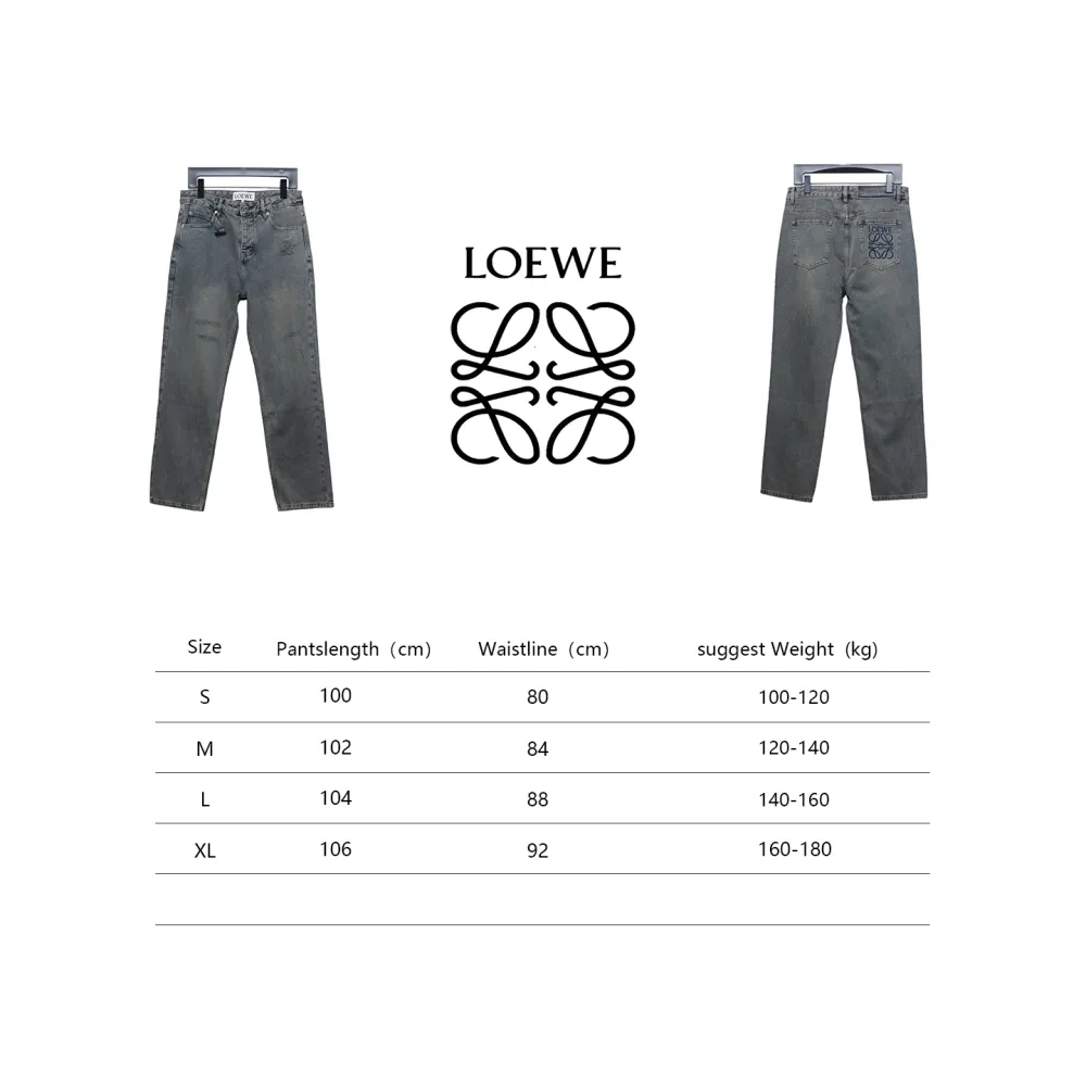 Loewe Glitch Style Embroidered LOGO Jeans Black