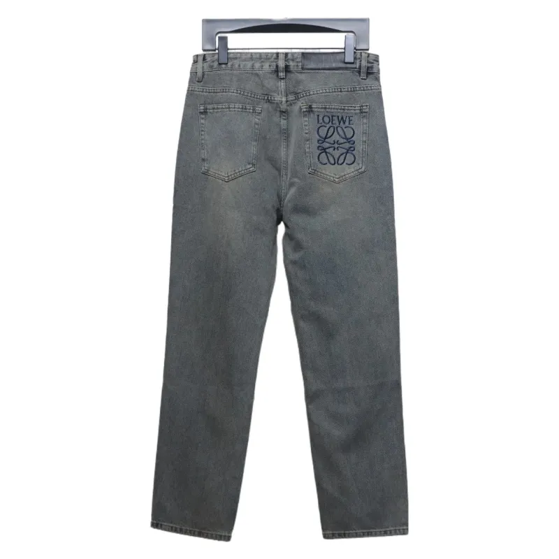 Loewe Glitch Style Embroidered LOGO Jeans Black