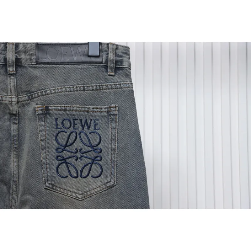 Loewe Glitch Style Embroidered LOGO Jeans Black