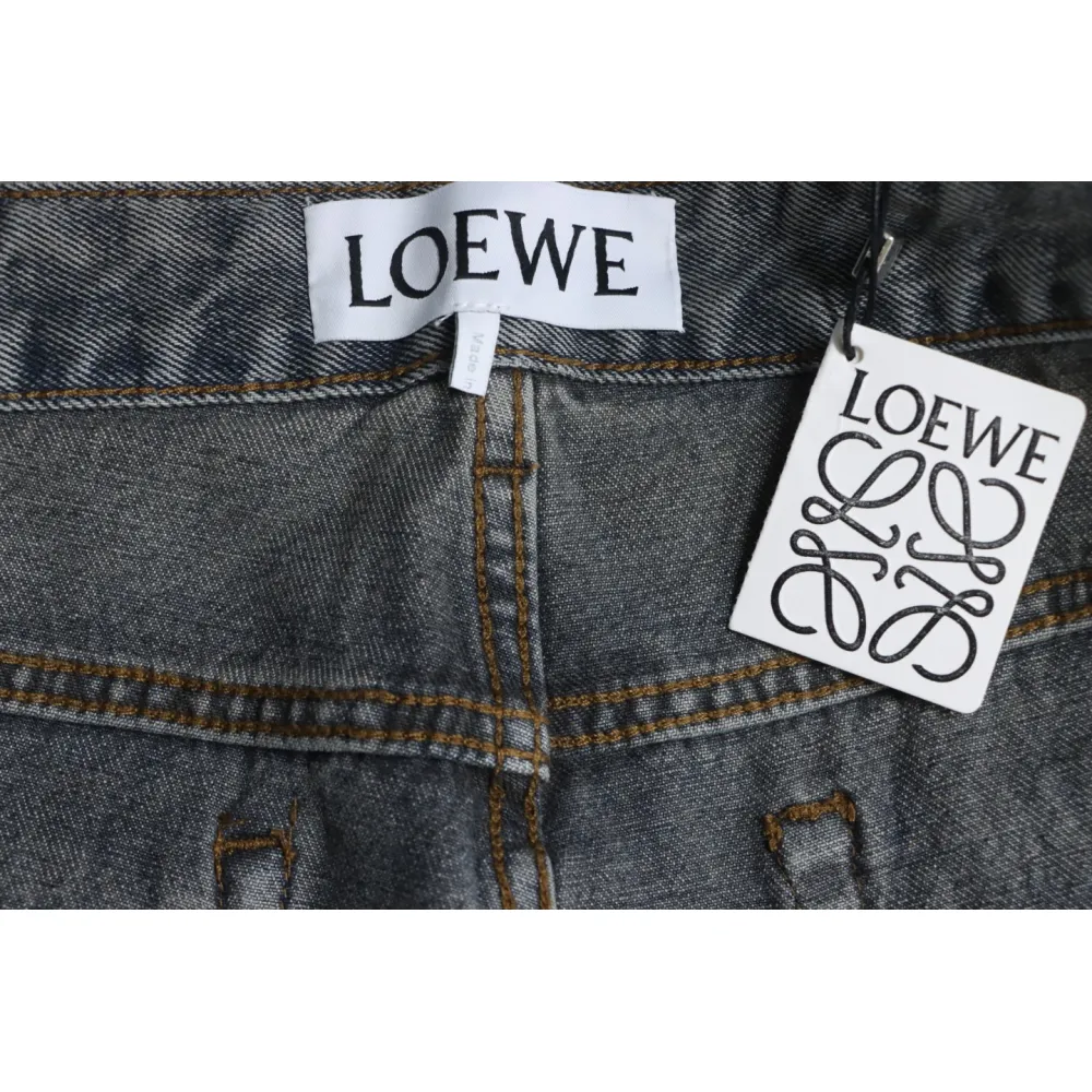 Loewe Glitch Style Embroidered LOGO Jeans Black