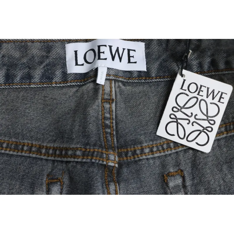 Loewe Glitch Style Embroidered LOGO Jeans Black