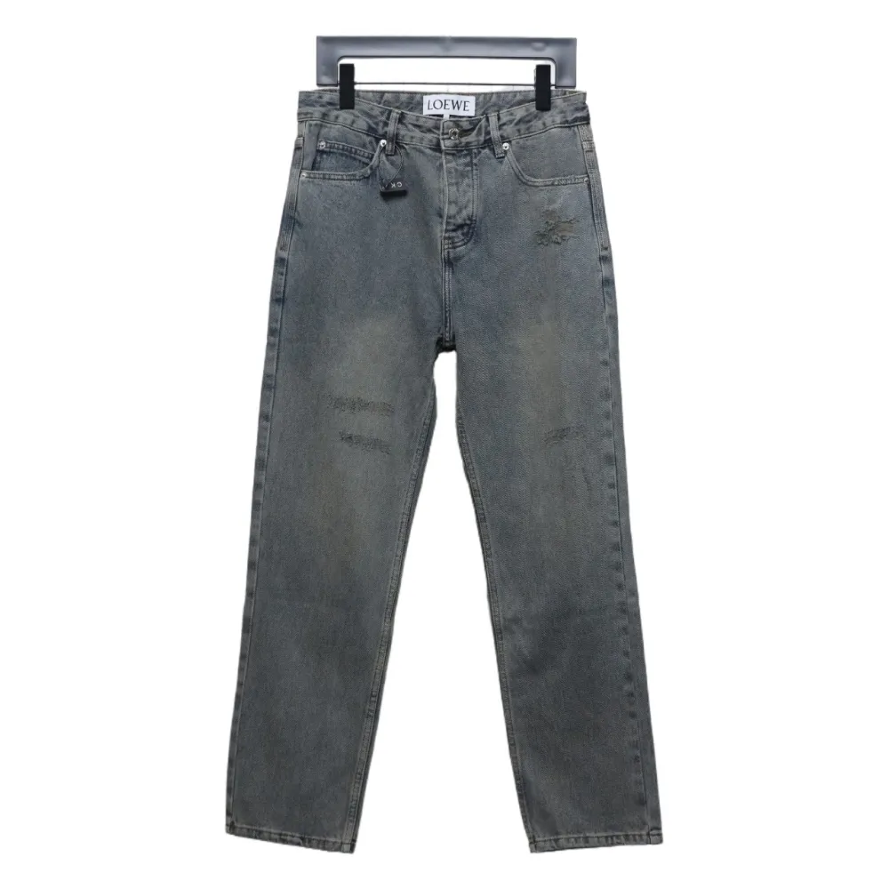 Loewe Glitch Style Embroidered LOGO Jeans Black
