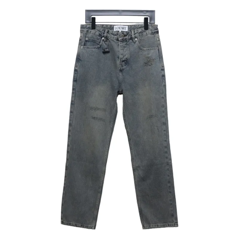 Loewe Glitch Style Embroidered LOGO Jeans Black
