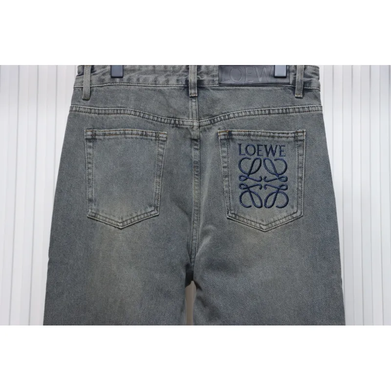 Loewe Glitch Style Embroidered LOGO Jeans Black