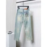 Loewe Glitch Style Embroidered LOGO Jeans Blue