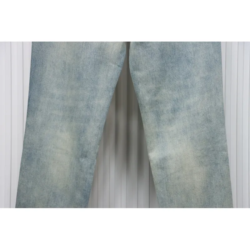 Loewe Glitch Style Embroidered LOGO Jeans Blue