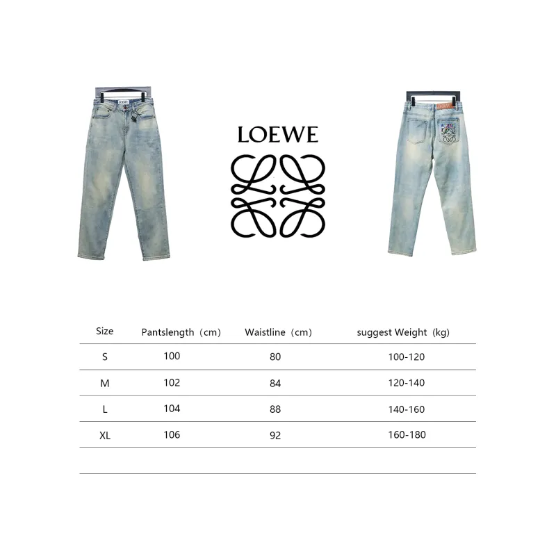 Loewe Glitch Style Embroidered LOGO Jeans Blue