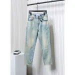 Loewe Glitch Style Embroidered LOGO Jeans Blue