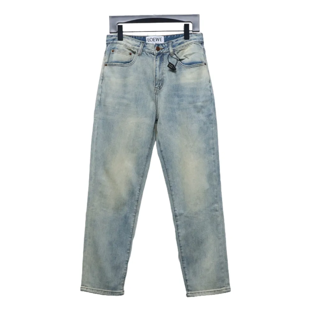 Loewe Glitch Style Embroidered LOGO Jeans Blue