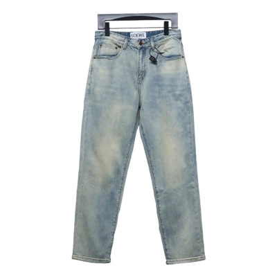 Loewe Glitch Style Embroidered LOGO Jeans Blue 01