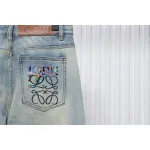 Loewe Glitch Style Embroidered LOGO Jeans Blue