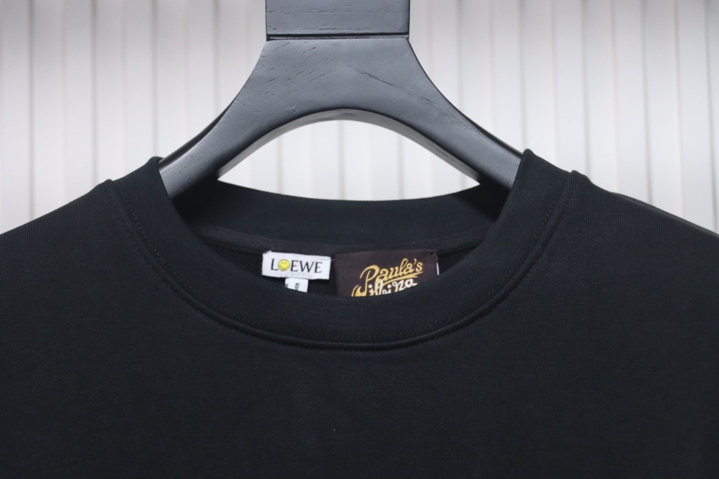 Loewe Hollow Smiley Face Round Neck Hoodie Black