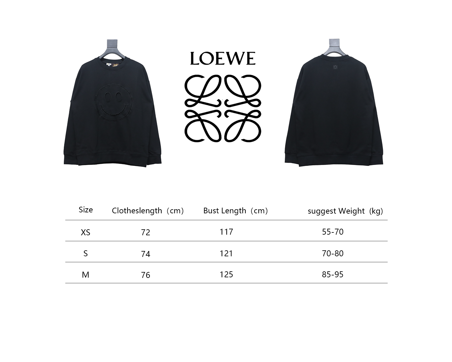 Loewe Hollow Smiley Face Round Neck Hoodie Black