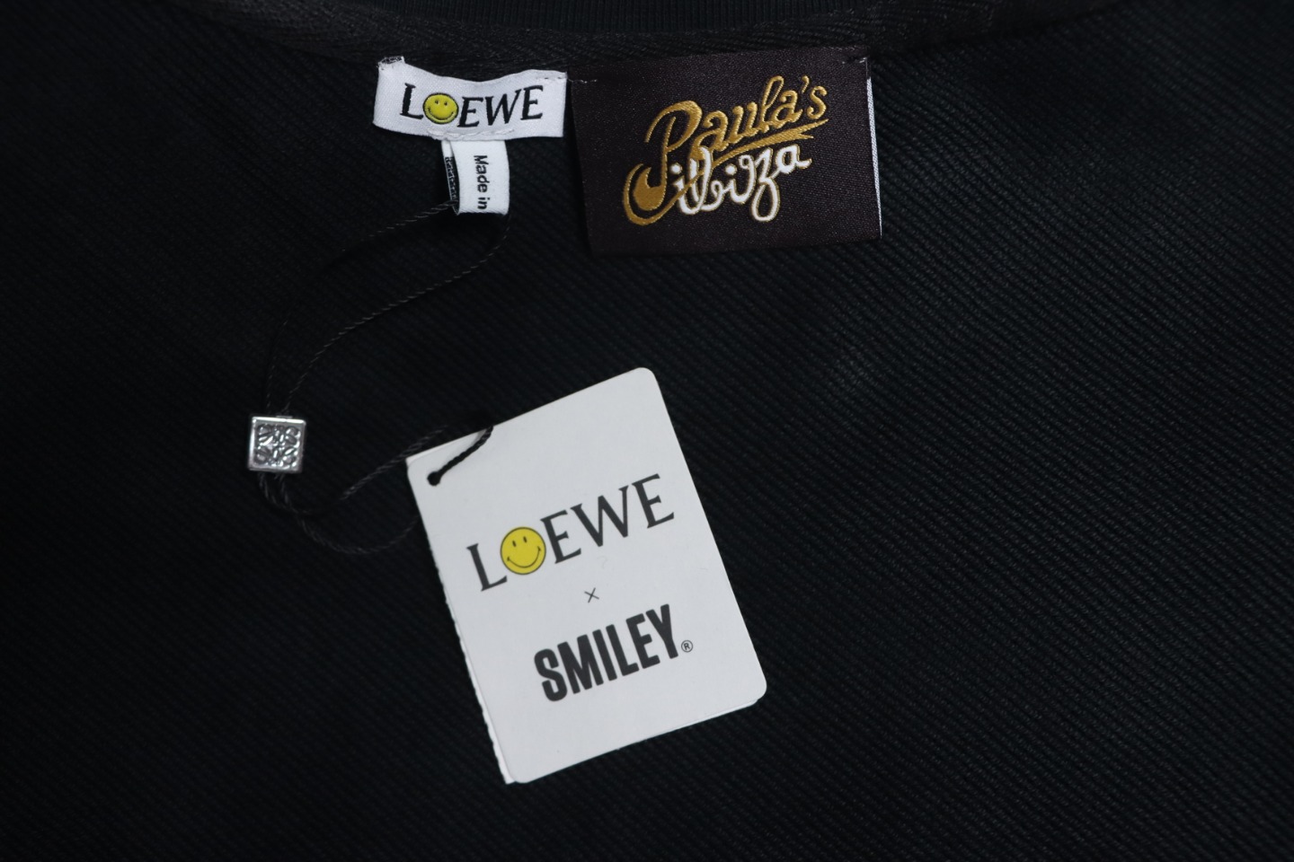 Loewe Hollow Smiley Face Round Neck Hoodie Black