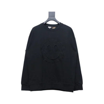 Loewe Hollow Smiley Face Round Neck Hoodie Black 01