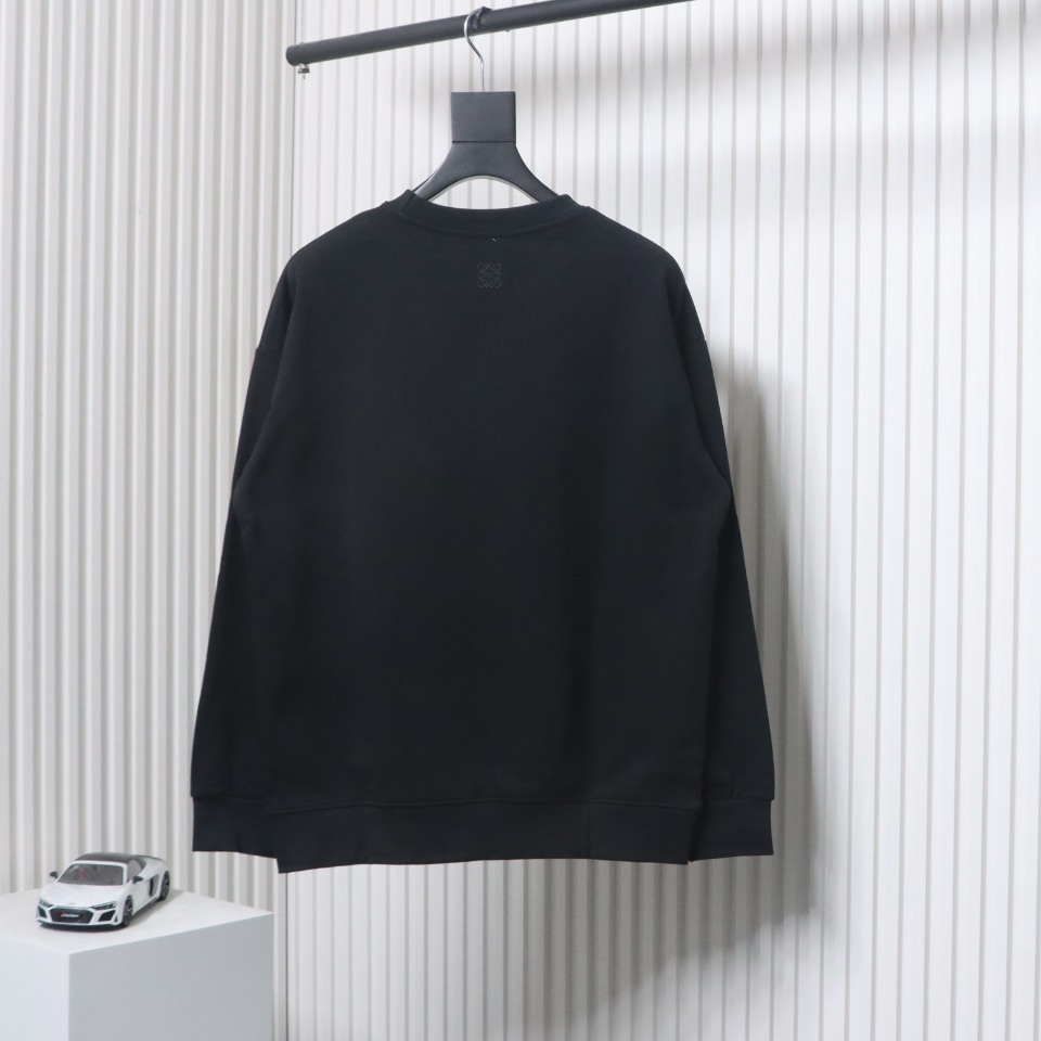 Loewe Hollow Smiley Face Round Neck Hoodie Black