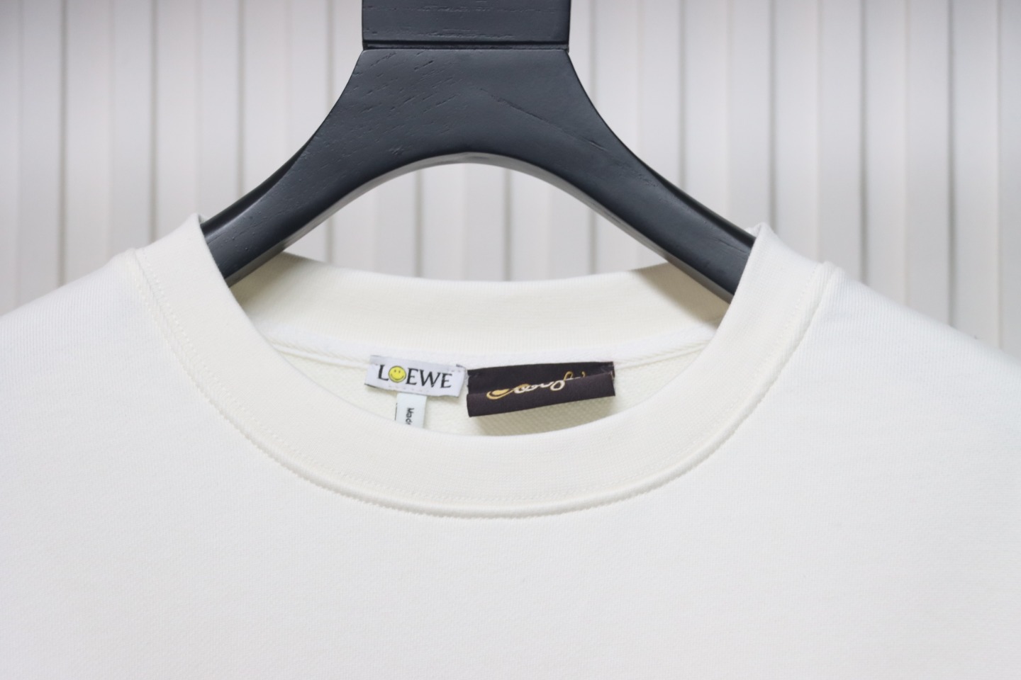 Loewe Hollow Smiley Face Round Neck Hoodie White