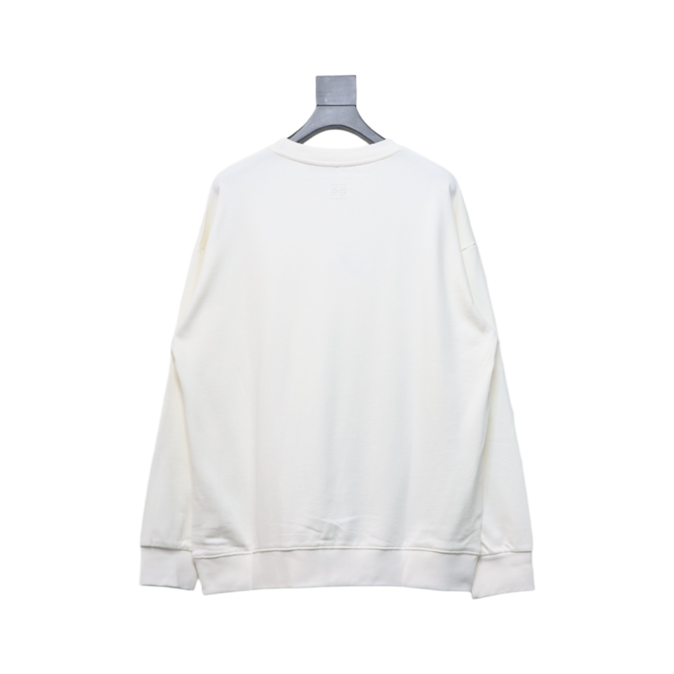 Loewe Hollow Smiley Face Round Neck Hoodie White