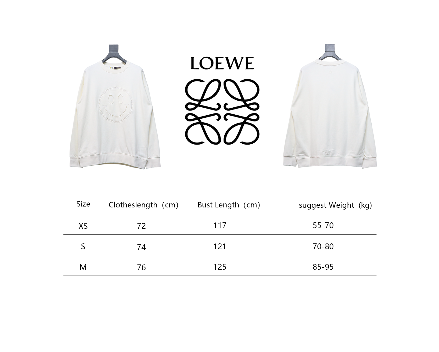 Loewe Hollow Smiley Face Round Neck Hoodie White
